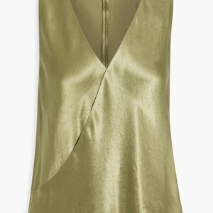 Vince Satin Cross Over V Neck Tank in Earthly